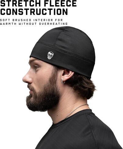 Gymreapers Skull Cap for Men & Women - Lightweight Breathable Helmet Liner Beanie Hat for Cold Weather, Cycling, Running, Outdoor Sports, Motorcycle & Workouts Black in Kuwait