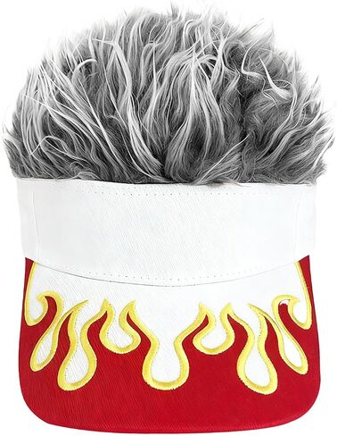 Mens Visor Cap with Hair Wig Spiked, Novelty Baseball Hat Adjustable Wide Brim Peaked Golf Dad Hat Funny Party Hats in Kuwait