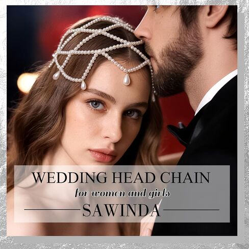 Wedding Pearl Head Chain White Tassel Pearl Hair Cap 1920s Flapper Cap Headpiece Elegant Great Gatsby Headband Prom Bridal Costume Hair Accessories Jewelry for Brides Women in Saudi Arabia