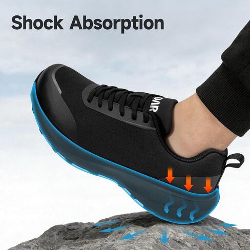 Steel Toe Shoes for Men Non Slip Work Shoes Lightweight Safety Shoes Work Utility Shoes Comfortable Tennis Shoes Construction Shoes Sneakers Arch Support Insoles in Kuwait