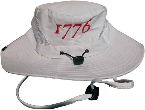 Trade Winds America 250 White 1776 Embroidered Outdoor Bucket Boonie Sun Hat w/Chin Strap in Kuwait