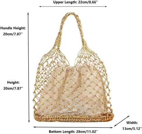 Woven Tote Bag for Women Large Mesh Beach Bag Tote Holiday Bucket Bags Casual Shopping Straw Purse Boho Bag Handbag in Saudi Arabia