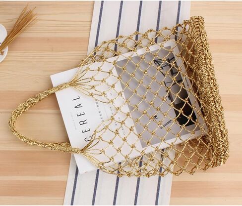 Woven Tote Bag for Women Large Mesh Beach Bag Tote Holiday Bucket Bags Casual Shopping Straw Purse Boho Bag Handbag in Saudi Arabia