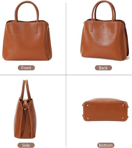 Full Grain Leather Tote Bag for Women, Cowhide Work Bag with 3 Compartments, Soft Shoulder Purse Handbag for Office, Daily Carry, Commute, Gift in Saudi Arabia