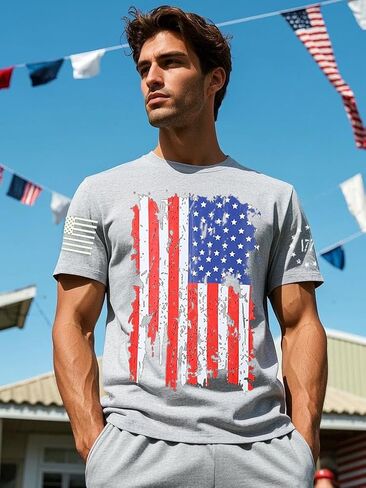 American Flag T-Shirt Memorial Day Red Blue White Star Stripes 1776 Independence Day T-Shirt Size M L XL XXL 3XL in Saudi Arabia