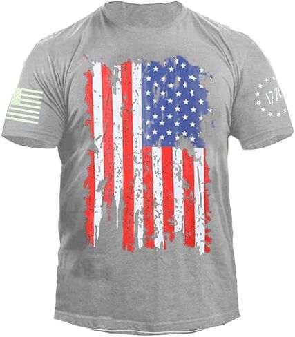 American Flag T-Shirt Memorial Day Red Blue White Star Stripes 1776 Independence Day T-Shirt Size M L XL XXL 3XL in Saudi Arabia