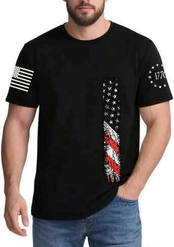 American Flag T-Shirt Memorial Day Red Blue White Star Stripes 1776 Independence Day T-Shirt Size M L XL XXL 3XL in Saudi Arabia