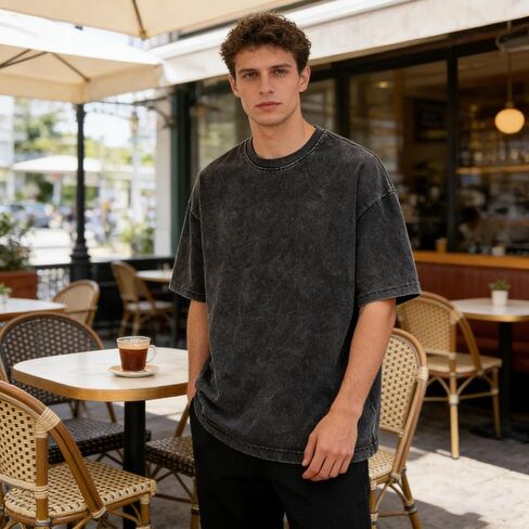 Cotton Oversized T-Shirt for Men, Unisex Short Sleeve Loose Fit Solid Basic Tee, Casual Summer Top – Breathable & Comfortable in Kuwait