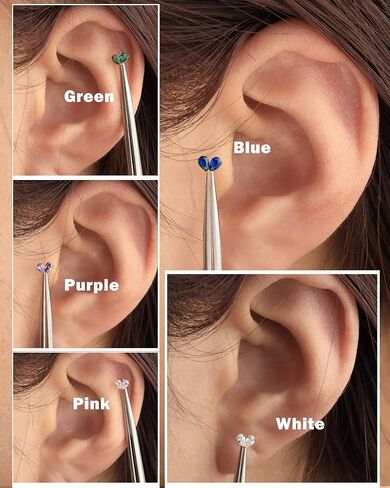 Jewseen 14K Solid Gold Helix Piercing Jewelry Threadless Flat Back Cartilage Earring Studs 14K Gold Push in Tragus Helix Conch Earrings 16G Cartilage Piercing Jewelry for Women in Kuwait