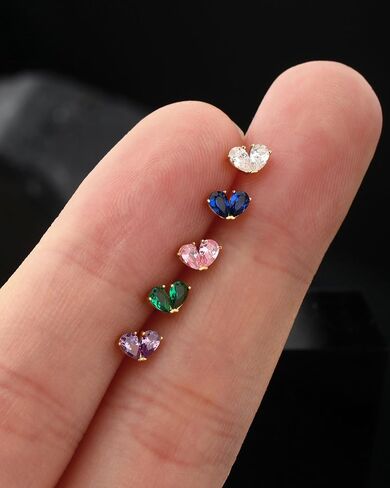 Jewseen 14K Solid Gold Helix Piercing Jewelry Threadless Flat Back Cartilage Earring Studs 14K Gold Push in Tragus Helix Conch Earrings 16G Cartilage Piercing Jewelry for Women in Kuwait