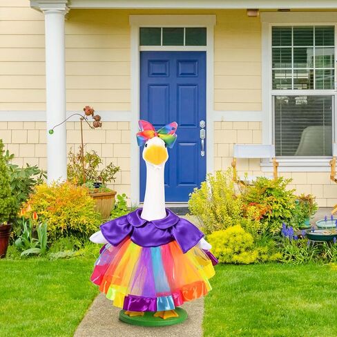 Pride Month Goose Outfit Set Rainbow Tutu Dress with Bow Headband for 23 Inch Porch Goose for Outdoor Lawn Yard Garden Happy Pride Yard Decor in Saudi Arabia