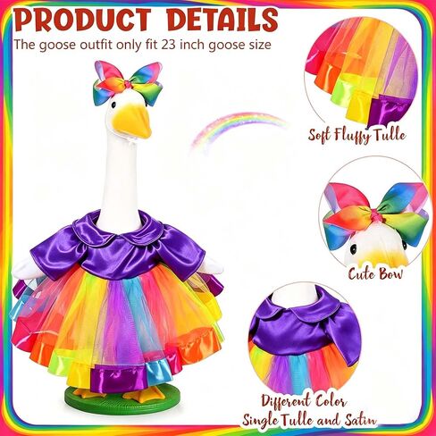 Pride Month Goose Outfit Set Rainbow Tutu Dress with Bow Headband for 23 Inch Porch Goose for Outdoor Lawn Yard Garden Happy Pride Yard Decor in Saudi Arabia