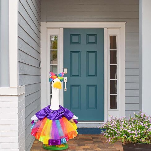 Pride Month Goose Outfit Set Rainbow Tutu Dress with Bow Headband for 23 Inch Porch Goose for Outdoor Lawn Yard Garden Happy Pride Yard Decor in Saudi Arabia