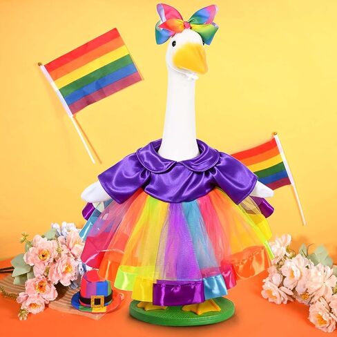 Pride Month Goose Outfit Set Rainbow Tutu Dress with Bow Headband for 23 Inch Porch Goose for Outdoor Lawn Yard Garden Happy Pride Yard Decor in Saudi Arabia