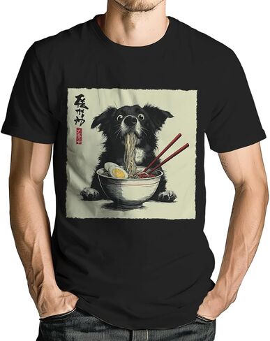 تي شيرت رجالي مضحك على شكل كلب رامين برسوم جرافيك ياباني Kawaii Anime Dog تي شيرت صيفي كاجوال تي شيرت in Kuwait