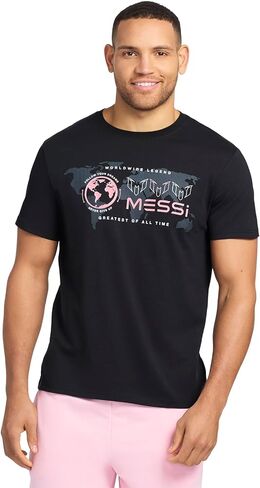Messi Men's Chest Stripe Logo Tee, Lifestyle Short Sleeve T-shirt, Standard Fit With Graphic in Saudi Arabia