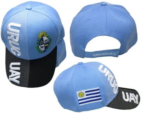 Uruguay Country Light Blue Black White Letter Patch On Side Embroidered Hat Cap in Kuwait