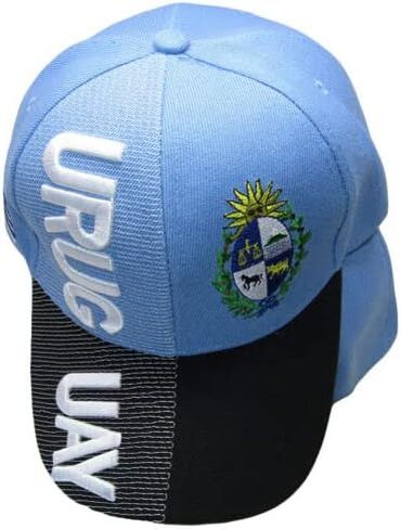 Uruguay Country Light Blue Black White Letter Patch On Side Embroidered Hat Cap in Kuwait