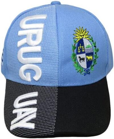 Uruguay Country Light Blue Black White Letter Patch On Side Embroidered Hat Cap in Kuwait