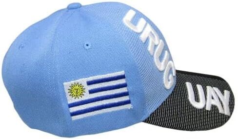 Uruguay Country Light Blue Black White Letter Patch On Side Embroidered Hat Cap in Kuwait