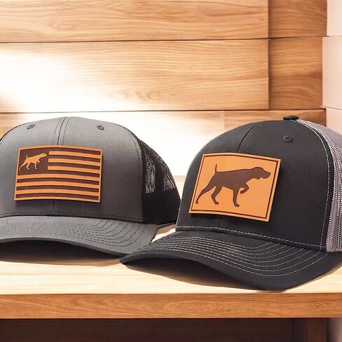 GSP Hat, German Shorthaired Pointer Gifts, Bird Dog Hunting Hat, GSP Gift, Pointer Cap, Trucker Hat, Leather Patch Hat Multi in Saudi Arabia