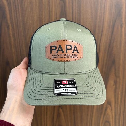 Custom Papa Leather Patch Trucker Hat Personalized Father Baseball Caps for Adult in Saudi Arabia