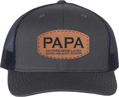 Custom Papa Leather Patch Trucker Hat Personalized Father Baseball Caps for Adult in Saudi Arabia