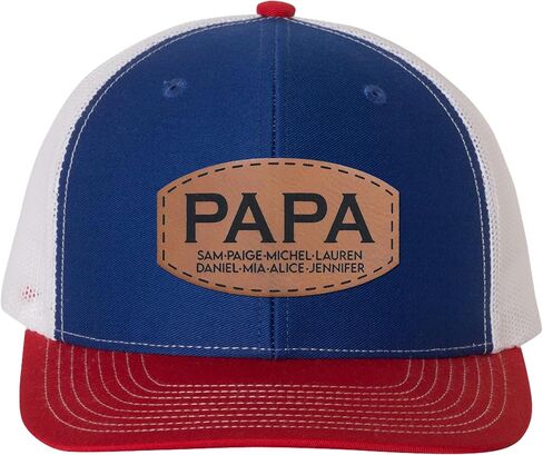 Custom Papa Leather Patch Trucker Hat Personalized Father Baseball Caps for Adult in Saudi Arabia