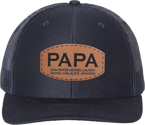 Custom Papa Leather Patch Trucker Hat Personalized Father Baseball Caps for Adult in Saudi Arabia