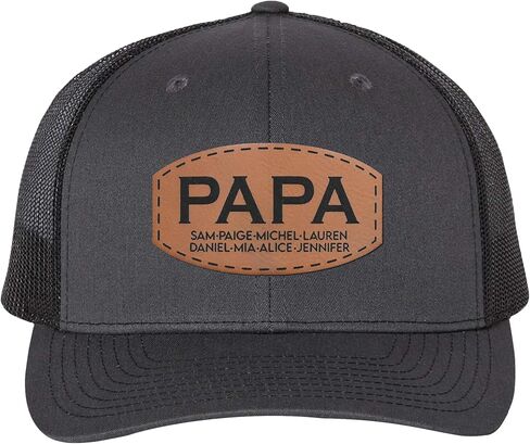 Custom Papa Leather Patch Trucker Hat Personalized Father Baseball Caps for Adult in Saudi Arabia
