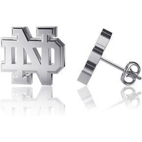 Notre Dame Post Earrings - 24K Gold over 925 Solid Sterling Silver Studs, Officially Licensed Jewelry Gifts for Coaches and Women Graduates, Alumni, Fighting Irish Logo Charms by Dayna Designs in Saudi Arabia