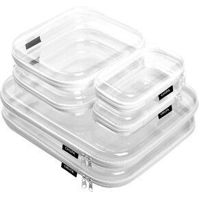 6 Pack Clear Hard Shell Zipper Case, See-Through Hard Plastic Organizer Pouches for Travel – Toiletries, Makeup, Electronics & Pencils, Crush-Resistant Storage, 3 Sizes (2 Small/2 Medium/2 Large) in Saudi Arabia