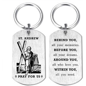 Alotozo St. Andrew Gifts - Saint Andrew Keychain for Mens Boys, Patron Saint of Fishermen Sailors Gifts, Birthday Christmas Key Chain for Son Grandson Dad in Kuwait