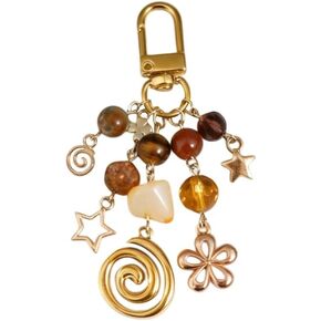 Boho Y2K Keychain Aesthetic Cute Beaded Bag Charm Hippie Stone Crystal Purse Charms Accessory Gifts in Saudi Arabia
