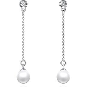 POPLYKE Sterling Silver Real Freshwater Cultured Pearl Stud Earrings for Women Pearl/Starfish Earrings Wedding Bridesmaids Anniversary in Kuwait