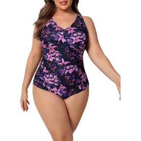 Halcurt Plus Size One Piece Swimsuit for Women Twist Front Tummy Control Full Coverage Retro Bathing Suit in Saudi Arabia