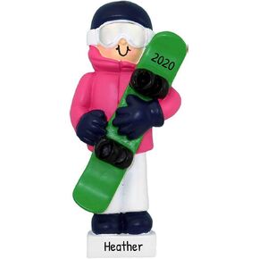 Personalized Snowboarding Christmas Ornament 2026 - Pink Outfit Snowboarder Ornament Outdoor Fun Snowmobile Snowboarding Ornaments for Christmas Tree Snow for Ornaments by Elves in Saudi Arabia