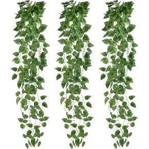 3 Pcs Fake Hanging Plants Vines Artificial Pothos Faux Ivy Greenery Ideal for Wall Shelf Home Bedroom Living Room Office Patio Garden Indoor Outdoor Decor in Saudi Arabia