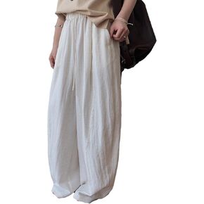 Summer Women's Linen Pants - High Waisted Straight Leg Loose Fit Casual Trousers with Pockets in Saudi Arabia