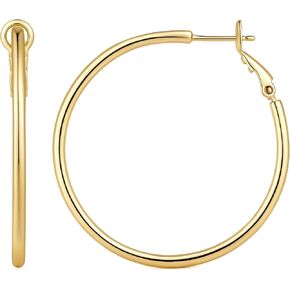 Gold Earrings for Women 14K Gold Hoop Earrings for Women Hoops Earring for Womens Hoops Stay Slim and Lightweight Hoop Earring for Womens 30/40/50mm in Saudi Arabia