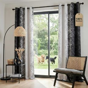 PONY DANCE Black and White 100% Blackout Curtains 84 Inches Long for Living Room, Modern Style Thermal Insulated Gradient Drapes for Bedroom/Youth Dorm/Study/Nursery, 2 Panels Set, 52″Wx84″L in Saudi Arabia