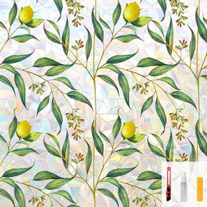 Deep Dream Window Privacy Film, Stained Glass Window Film Static Cling UV & Heat Blocking Decorative Rainbow Window Film for Glass Doors, Bedroom Windows, 17.5" x 78.7", Magnolia Flowers in Saudi Arabia