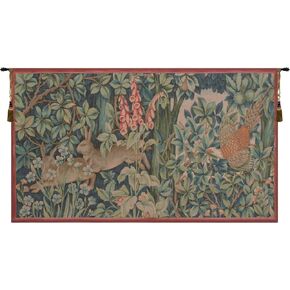 Charlotte Home Furnishings Inc French Boho Tapestry Wall Hanging 20 x 34 in, Hare and Pheasant Aesthetic Woven Wall Art decor for Living Room Home Decor, European Cotton Jacquard Woven in Saudi Arabia