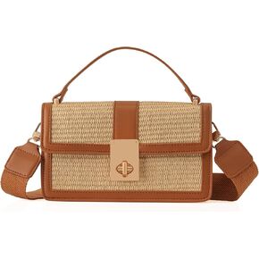 MOJISOLO Straw Crossbody Bag for Women Top Handle PU Leather Shoulder Purse with Adjustable Strap in Kuwait
