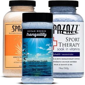 Spazazz Hot Tub Aromatherapy Crystals Bundle – 3 Pack Magnesium Bath Salt | Magnesium Aromatherapy Bath Salts; 22oz Escape Grapefruit Orange, 17oz Ocean Breeze Botanicals, 19oz RX Sport Therapy in Saudi Arabia