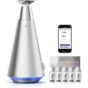 Waterless Scent Diffuser Starter Kit - 1500 Sq Ft Coverage,Alloy Atomization System,Mood Light, Hotel Scent Diffuser, Including 5×15ml Essential Oils,for Home,Large Room,Spa,Silver in Saudi Arabia