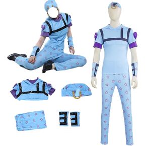Outfit Johnny Joestar Costume Blue T-shirt Pants Hat For Men in Saudi Arabia