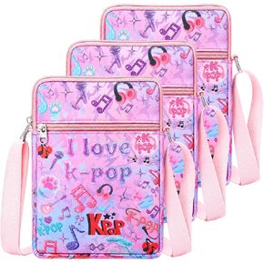 Hsei 3 حزمة Kpop موضوع حقيبة كروسبودي مع سحاب حقيبة كتف الكرتون لطيف مع حزام الكتف قابل للتعديل Kpop موضوع هدية لفتاة ميرش الاشياء لمحبي الموسيقى الأرجواني هدية عيد ميلاد in Kuwait