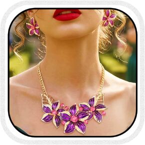 Yean Gold Flower Jewelry Set Floral Statment Necklace Set for Women in Saudi Arabia