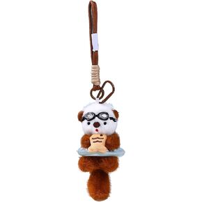 Charming Otter Keychain - Floating Ring & Swim Goggles Design, Holding a Little Fish, Multi-Color Options in Saudi Arabia